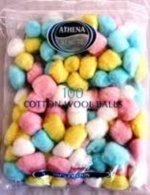 ATHENA COTTON WOOL BALLS COLOURED X100